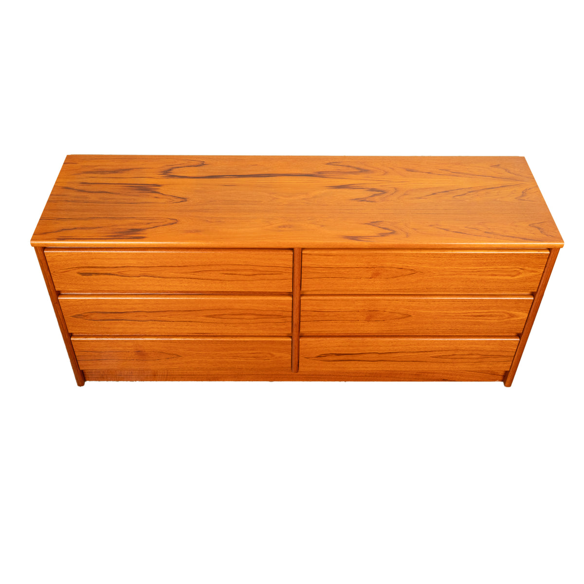 Mid Century Modern Danish Teak 6 Drawer Double Dresser Credenza Sannemanns 1970