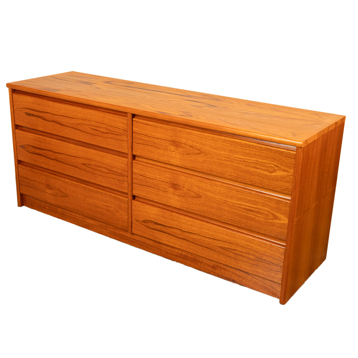 Mid Century Modern Danish Teak 6 Drawer Double Dresser Credenza Sannemanns 1970