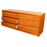 Mid Century Modern Danish Teak 6 Drawer Double Dresser Credenza Sannemanns 1970