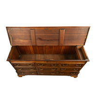 Antique 18th C Georgian Oak Mahogany Hinged Top Mule Chest Coffer Sideboard 1770