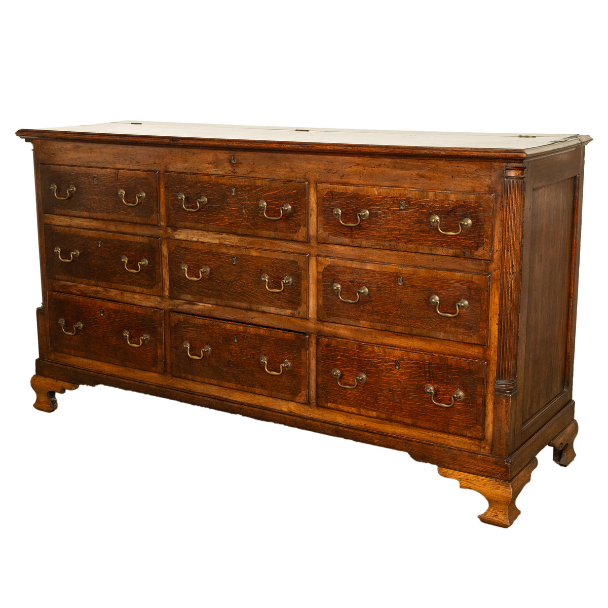 Antique 18th C Georgian Oak Mahogany Hinged Top Mule Chest Coffer Sideboard 1770