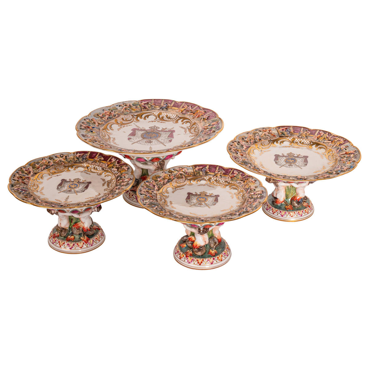 Antique Naples Porcelain 215 Piece Dinner & Tea Service Napoleon Au Roi de Rome