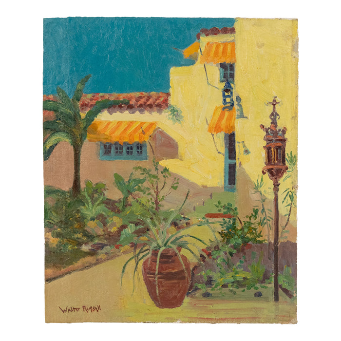 Antique American Impressionist Oil Painting Coral Gables Miami Florida Walter Bowman Russell