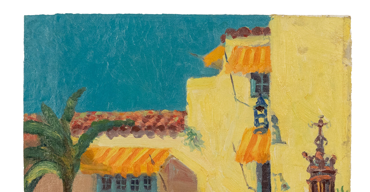 Antique American Impressionist Oil Painting Coral Gables Miami Florida Walter Bowman Russell