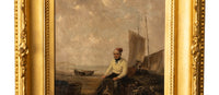 Antique Irish Oil Canvas Fishing Maritime Painting William P Rogers Dublin 1870