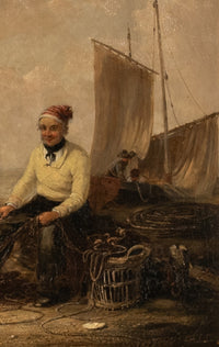Antique Irish Oil Canvas Fishing Maritime Painting William P Rogers Dublin 1870
