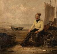 Antique Irish Oil Canvas Fishing Maritime Painting William P Rogers Dublin 1870