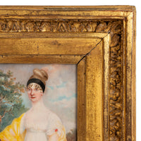 Antique Georgian Regency Period Miniature Painting Portrait of a Lady 1810