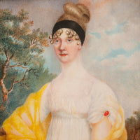 Antique Georgian Regency Period Miniature Painting Portrait of a Lady 1810