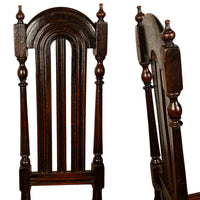 Pair Antique 17th Century William & Mary Oak Joined Back Stools Side Chairs 1690