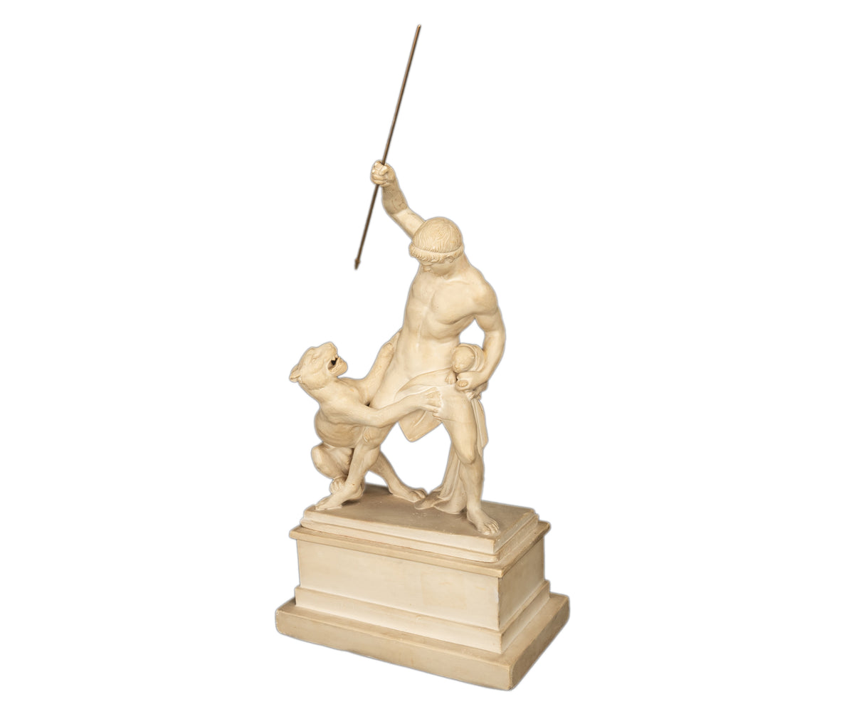 "Panther Hunter" Danish Sculpture Neoclassical Statue Jens Adolph Jerichau 1846