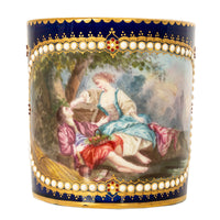 Antique 18th Century French Louis XV Sevres Porcelain Cup Saucer by Bardet 1758