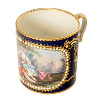 Antique 18th Century French Louis XV Sevres Porcelain Cup Saucer by Bardet 1758