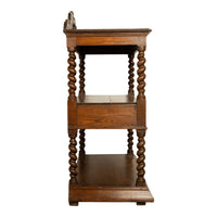 Antique French Renaissance Revival Carved Oak Barley Twist Server Buffet 1870