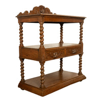 Antique French Renaissance Revival Carved Oak Barley Twist Server Buffet 1870