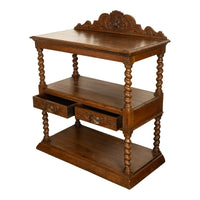Antique French Renaissance Revival Carved Oak Barley Twist Server Buffet 1870