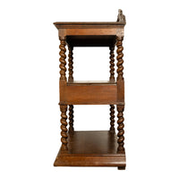 Antique French Renaissance Revival Carved Oak Barley Twist Server Buffet 1870