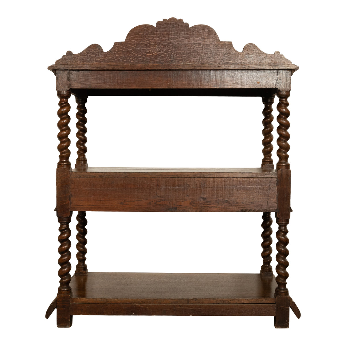 Antique French Renaissance Revival Carved Oak Barley Twist Server Buffet 1870