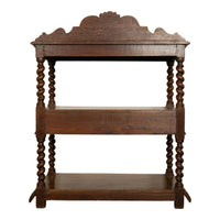 Antique French Renaissance Revival Carved Oak Barley Twist Server Buffet 1870