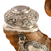 Antique Scottish Sterling Silver Cairngorm Snuff Mull Ram's Horn Edinburgh 1884