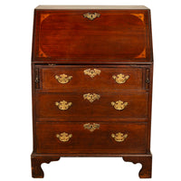 Antique Small Georgian Inlaid Mahogany Slant Front Secretary Desk Bureau 1780