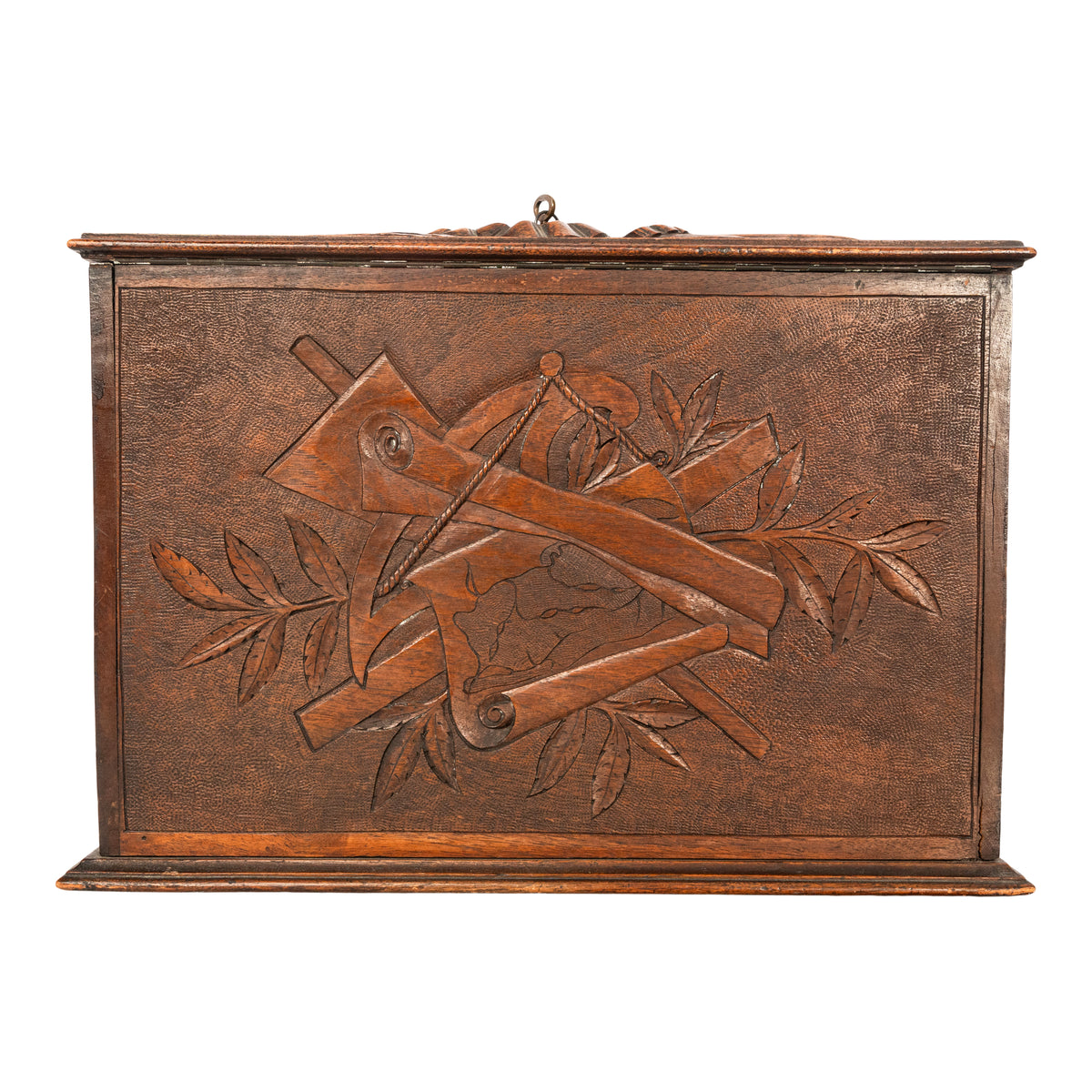Antique Swiss German Brienz Black Forest Carved Walnut Writing Letter Box Folding Desk 1890
