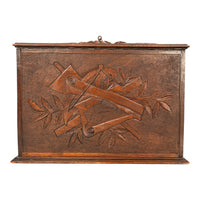 Antique Swiss German Brienz Black Forest Carved Walnut Writing Letter Box Folding Desk 1890