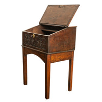 Antique 17th Century Charles II Carved Oak Bible Box Chest Desk on Stand 1680