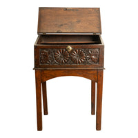 Antique 17th Century Charles II Carved Oak Bible Box Chest Desk on Stand 1680