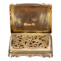 Antique Sterling Silver Gilt Engraved Vinaigrette Birmingham Edward Smith 1839