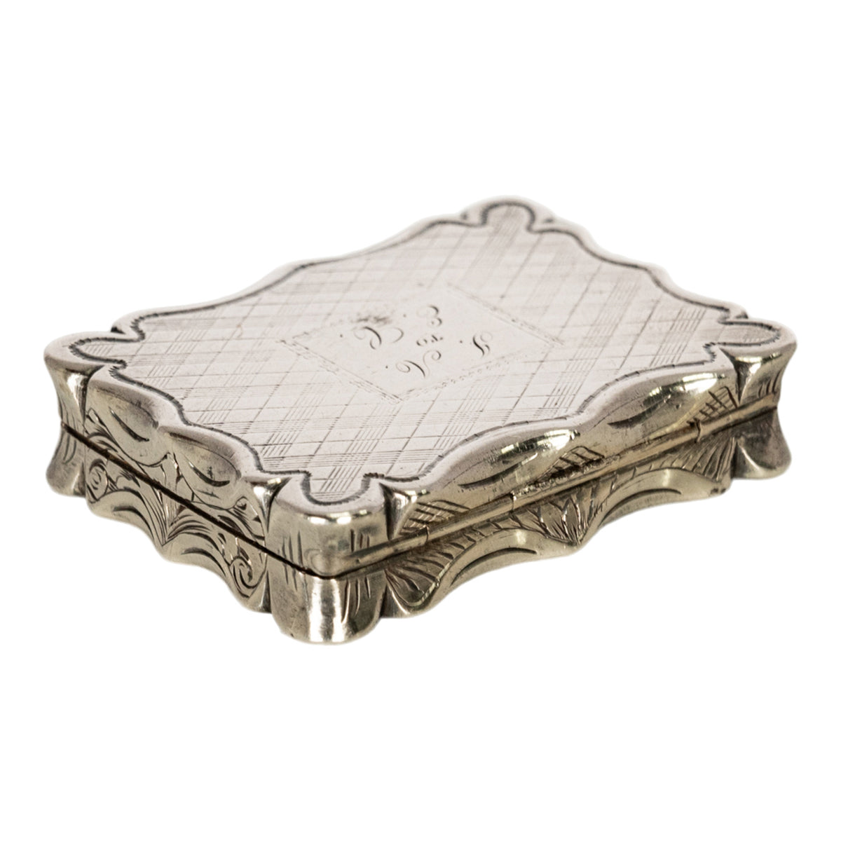 Antique Sterling Silver Gilt Engraved Vinaigrette Birmingham Edward Smith 1839