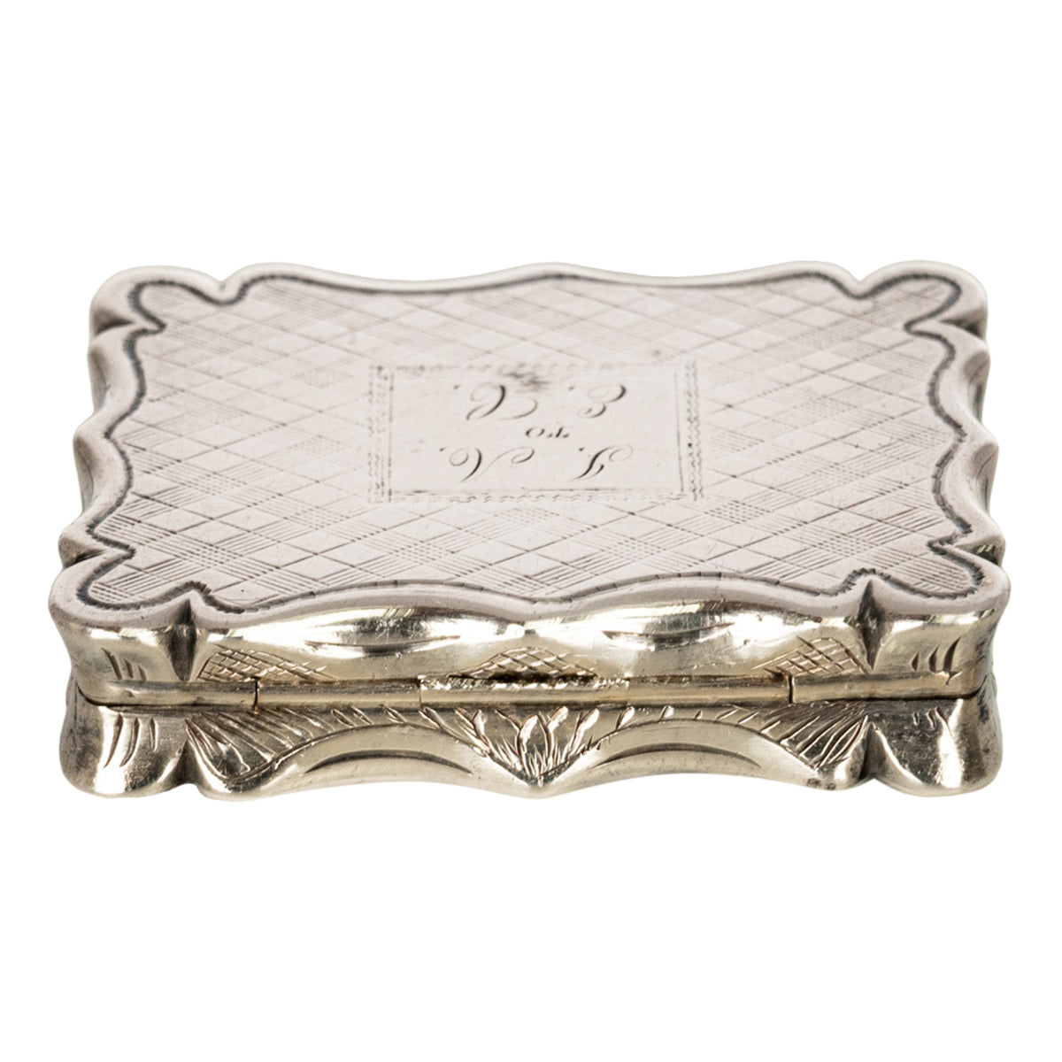 Antique Sterling Silver Gilt Engraved Vinaigrette Birmingham Edward Smith 1839