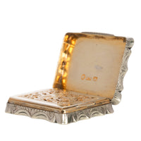 Antique Sterling Silver Gilt Engraved Vinaigrette Birmingham Edward Smith 1839
