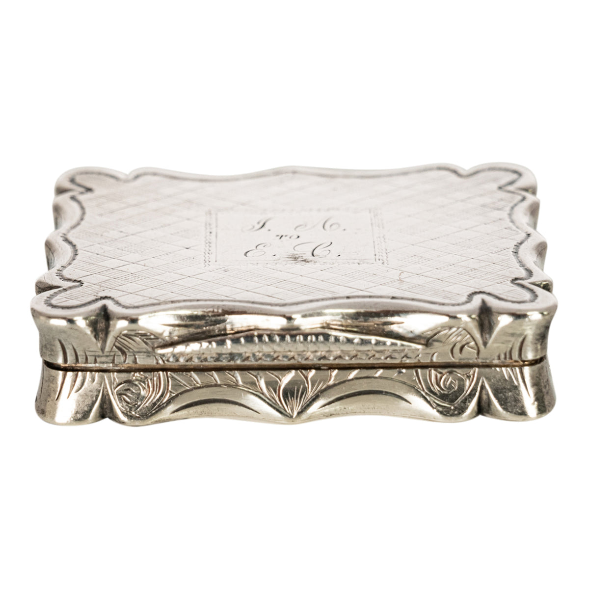 Antique Sterling Silver Gilt Engraved Vinaigrette Birmingham Edward Smith 1839