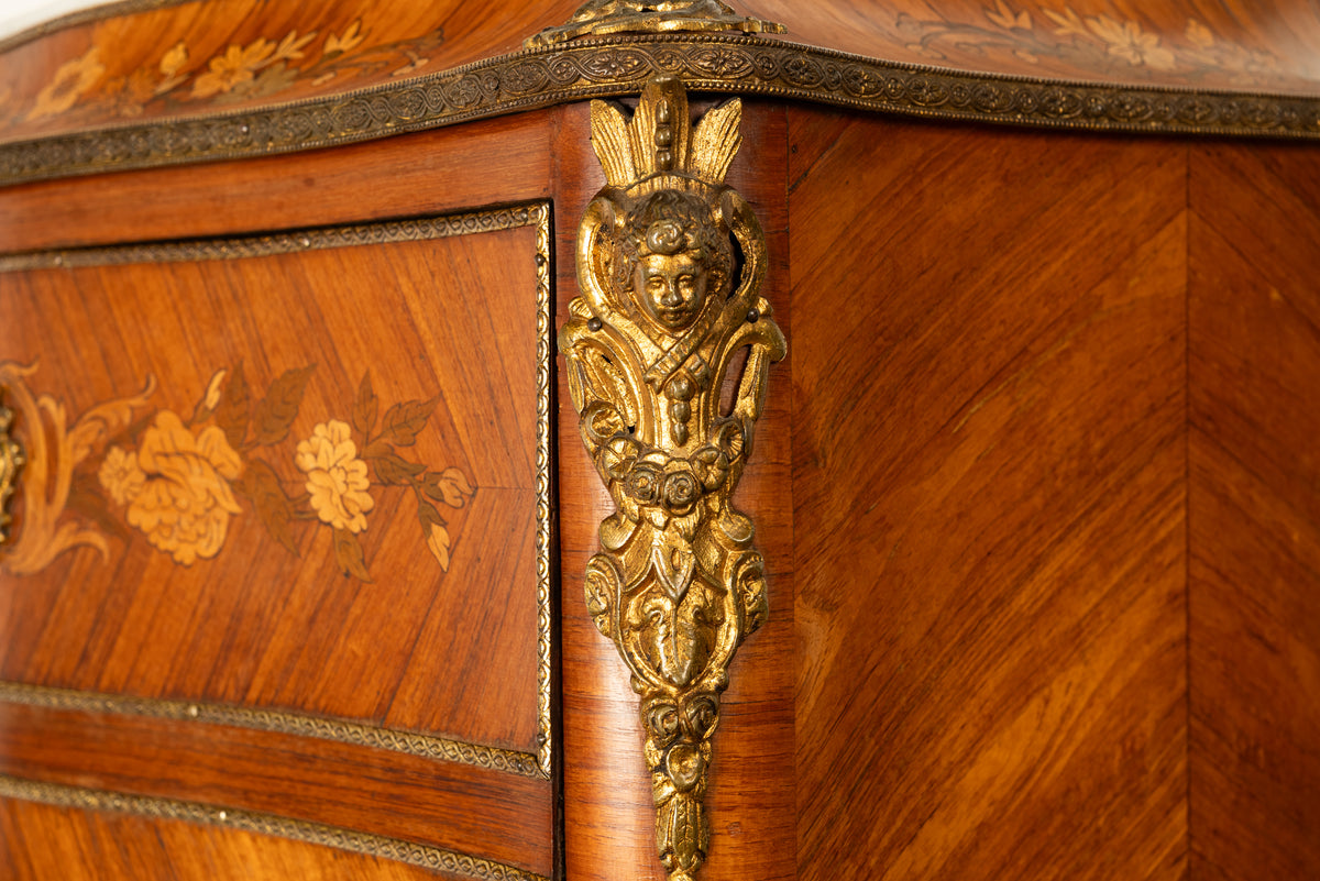 Fine Antique French Louis XV Marquetry Rosewood Ormolu Secretaire Abattant 1880