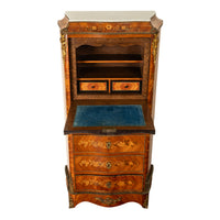 Fine Antique French Louis XV Marquetry Rosewood Ormolu Secretaire Abattant 1880