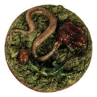 Antique Palissy Ware Portuguese Mafra Majolica Pottery Plate Lizard Snake 1880