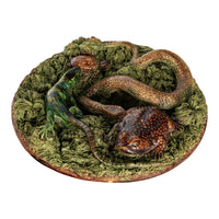 Antique Palissy Ware Portuguese Mafra Majolica Pottery Plate Lizard Snake 1880