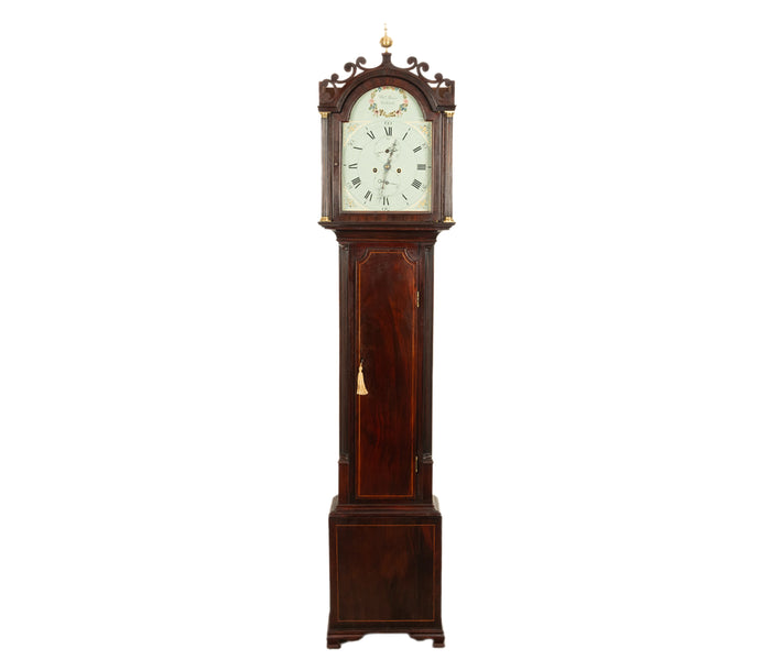 Antique Georgian Scottish Orkney Island Inlaid Mahogany Tall Case 8 day Grandfather Clock 1810