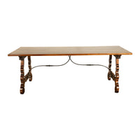 Antique 18th Century Spanish Walnut & Iron Dining Refectory Trestle Table 1780