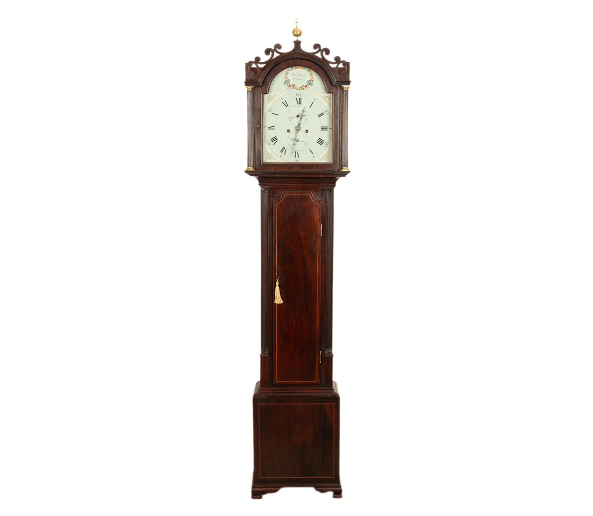 Antique Georgian Scottish Orkney Island Inlaid Mahogany Tall Case 8 day Grandfather Clock 1810