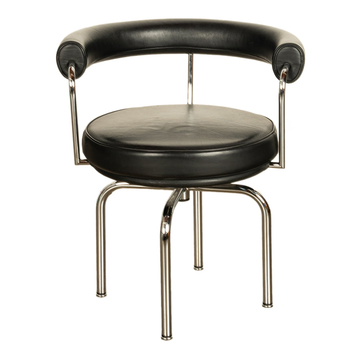 Le Corbusier Charlotte Perriand LC 7 Black Leather Swivel Chair by Cassina 1980s
