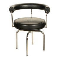 Le Corbusier Charlotte Perriand LC 7 Black Leather Swivel Chair by Cassina 1980s