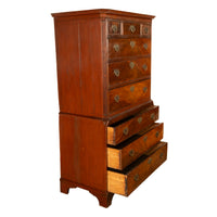 Antique 18th Century Georgian Flame Mahogany Chest on Chest Highboy Dresser 1780