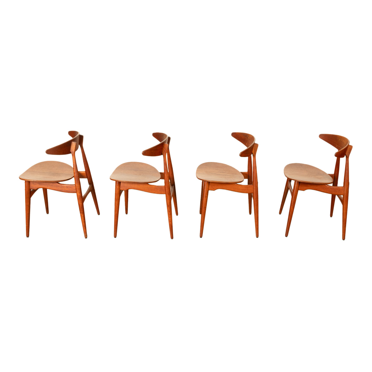 Danish MCM Set of Four Hans J. Wegner CH-33 Teak Chairs Carl Hansen & Søn 1960