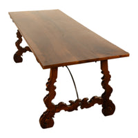 Antique 18th Century Spanish Walnut & Iron Dining Refectory Trestle Table 1780