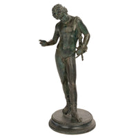 Antique Italian Pompeii Grand Tour Bronze Statue Narcissus Michele Amodio 1862