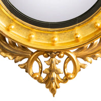 Antique Early 19thC American Federal Period Convex Gilt Wood Eagle Mirror 1820