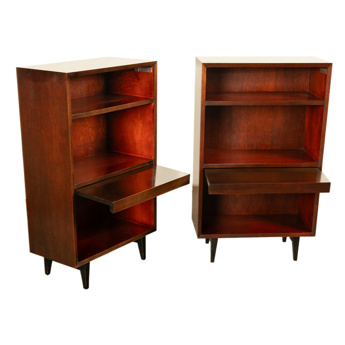 Pair American Modernist Walnut Nightstands George Nelson for Herman Miller 1955