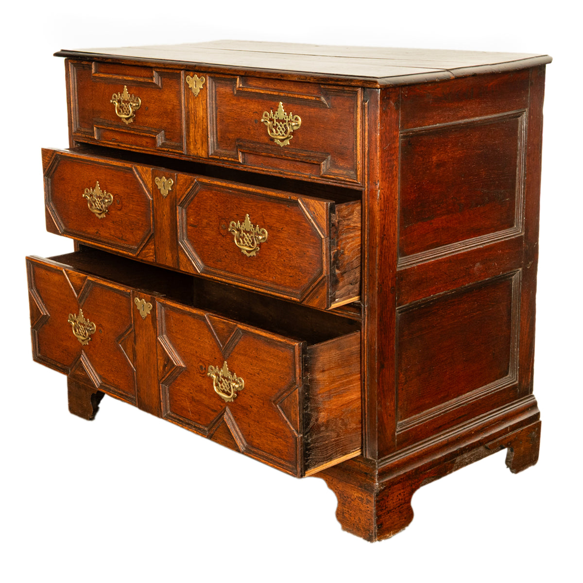 Antique 18th Century William & Mary Oak Geometric Mule Chest of Drawers 1700